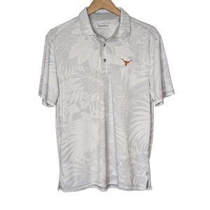 Tommy Bahama Gray Texas Longhorns Polo Sz M Tropical Paradise Vacation Cruise